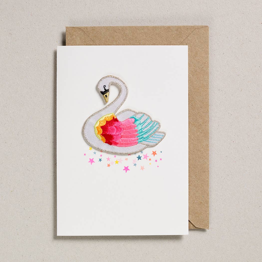 Rainbow Swan Patch Card