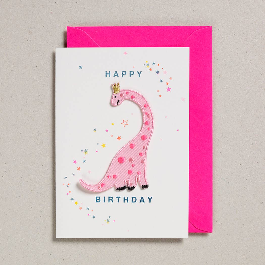 Pink Dino Patch Card