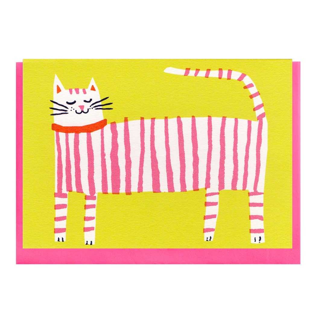 The Printed Peanut - Stripy Cat A6 Card