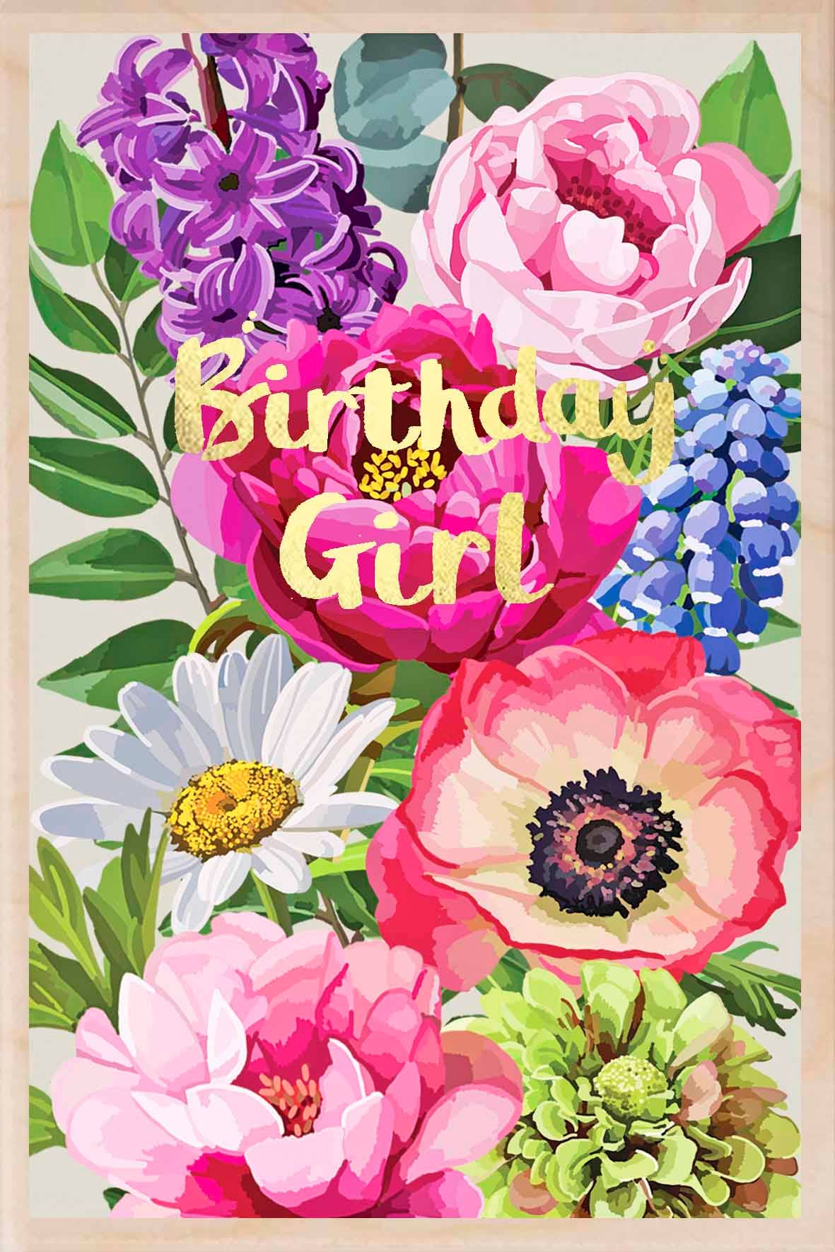 THE WOODEN POSTCARD COMPANY - BIRTHDAY GIRL sustainable wood Birthday card