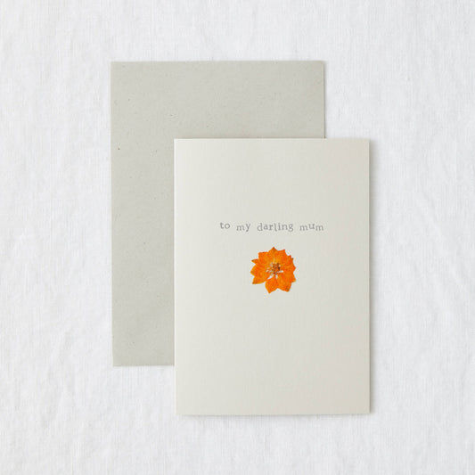 Darling Mum - Real pressed flower card