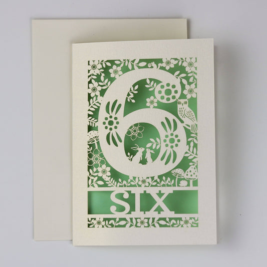 Sixth Birthday Laser Cut Card