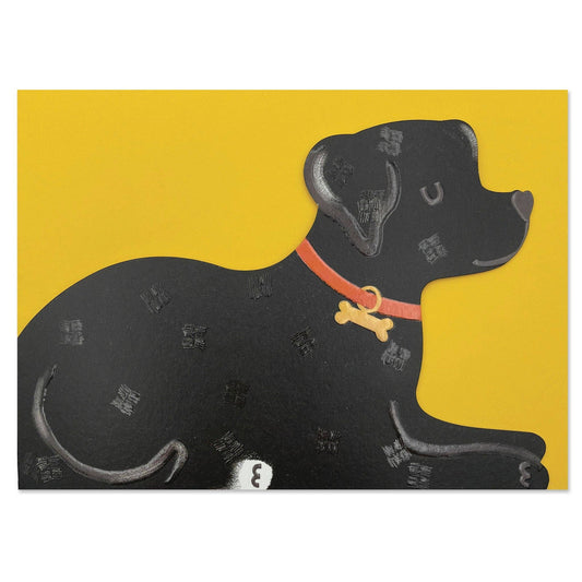 Raspberry Blossom - Black Labrador dog card