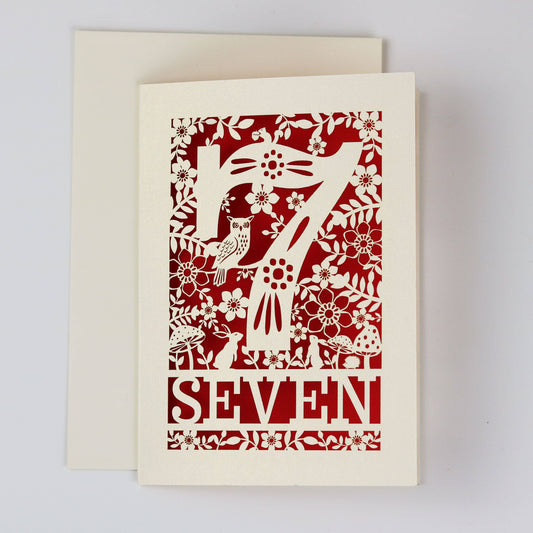 Seventh Birthday Laser Cut Card